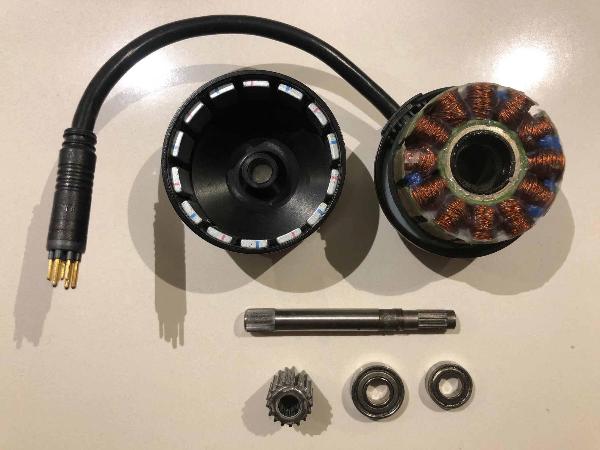 Unassembled Boosted Stealth motor showing inner components